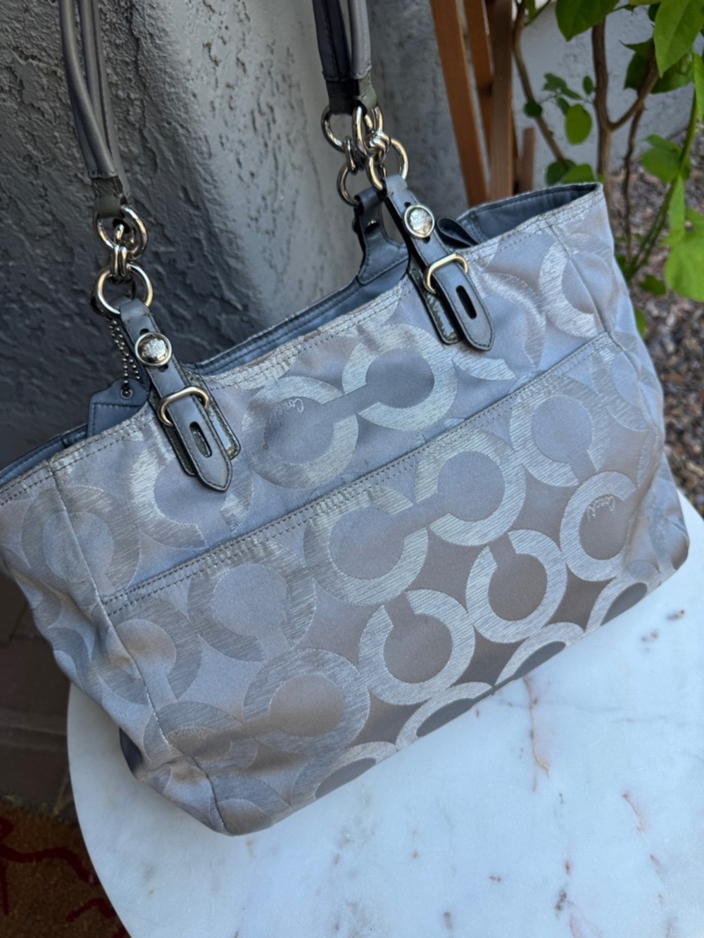 Coach Mis Op Art Lurex Monogram Canvas Shoulder Bag - Picture 4 of 16